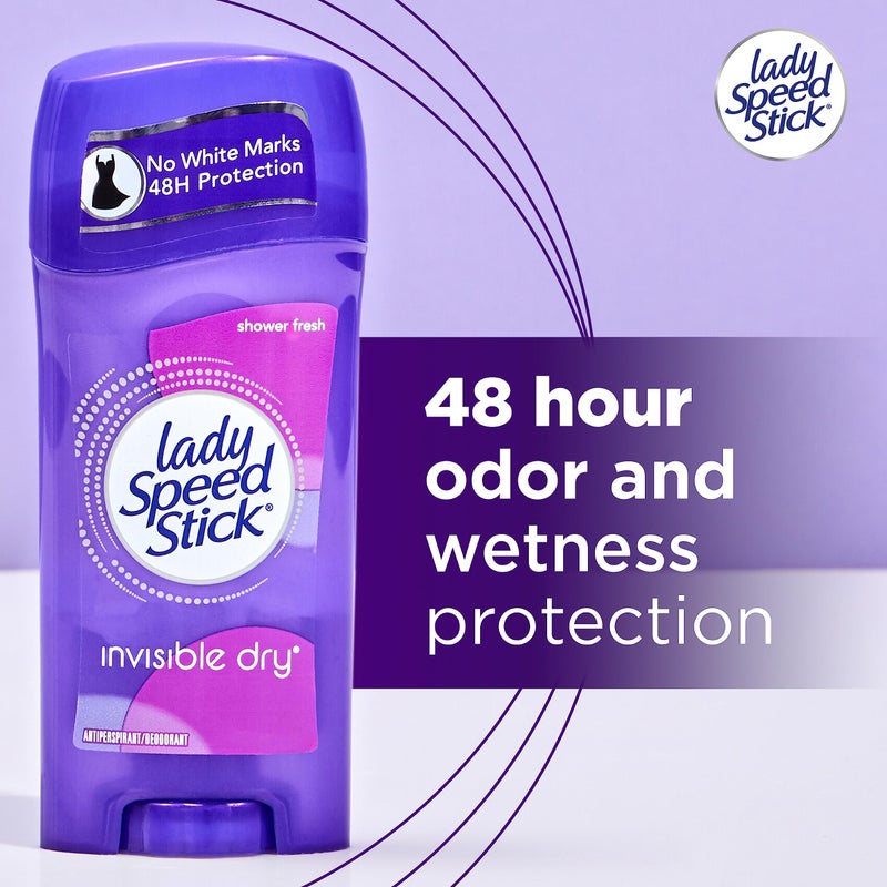 Lady Speed Stick مزيل العرق السريع للسيدات غير المرئي، رائحة منعشة، 2.3 أونصة، 4 عبوات - Image 3