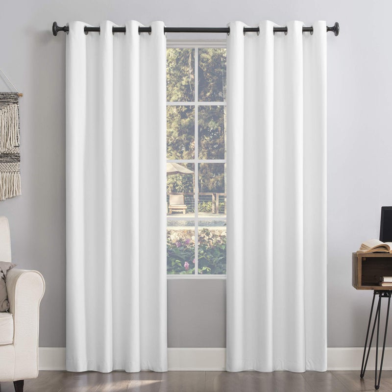 Sun Zero Columbia 2Pack Thermal Energy Saving 100 Blackout Grommet Curtain Panel Pair 50 x 63 White