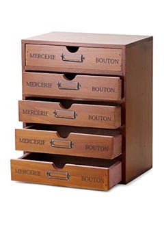 Home Office Desk Organizer, Vintage Wooden Storage Box with 5 Storage Drawers, Rustic Desktop Organizer, Jewelry Cosmetics Organizer, Craft Paper Storage Apothecary Cabinet Organizer