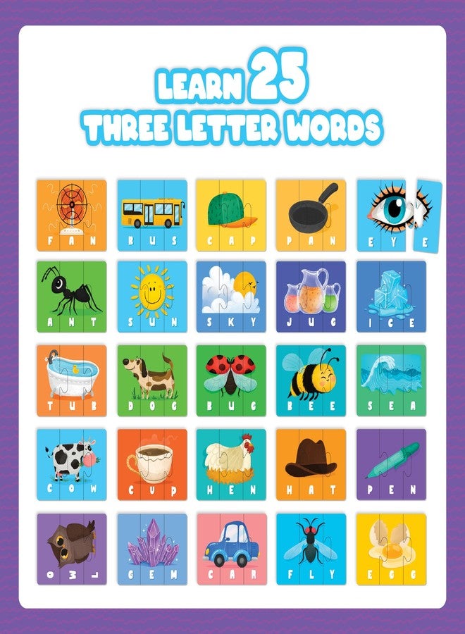 Play Panda Learning Puzzle 3 Letter Words, Type 2-75 Piece Spelling Puzzle Set with Spelling Guide, Word Puzzle Game for Kids, Letter Recognition and Early Reading Puzzle Game for Boys and Girls - Image 4