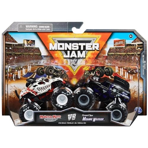 Monster Jam Official Monster Mutt Dalmatian Vs Mohawk Warrior DieCast Monster Trucks 164 Scale Kids Toys for Boys Ages 3 and up - Image 1