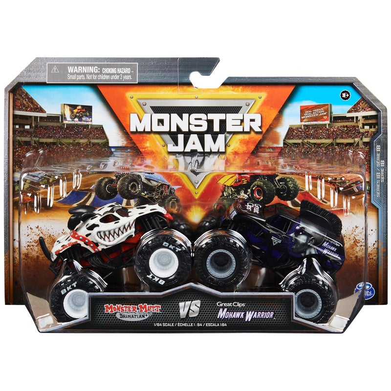 Monster Jam Official Monster Mutt Dalmatian Vs Mohawk Warrior DieCast Monster Trucks 164 Scale Kids Toys for Boys Ages 3 and up - Image 4