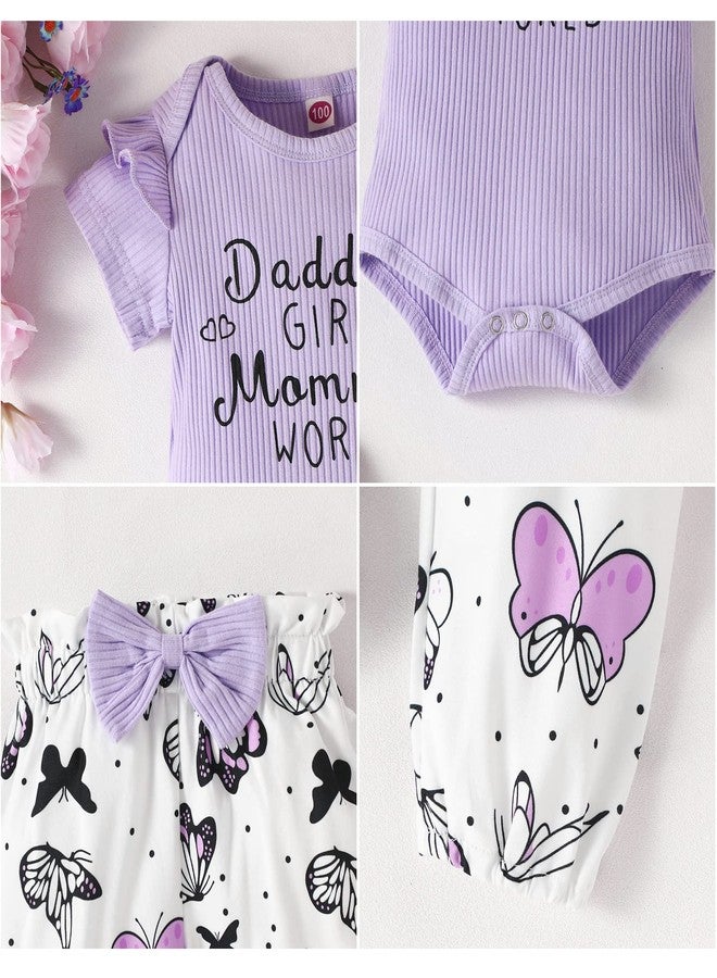 AMAWMW Newborn Baby Girl Summer Outfit Ribbed Romper Butterfly Pants Infant Baby Girl Clothes Gifts Set Cute Newborn Essentials - Image 5