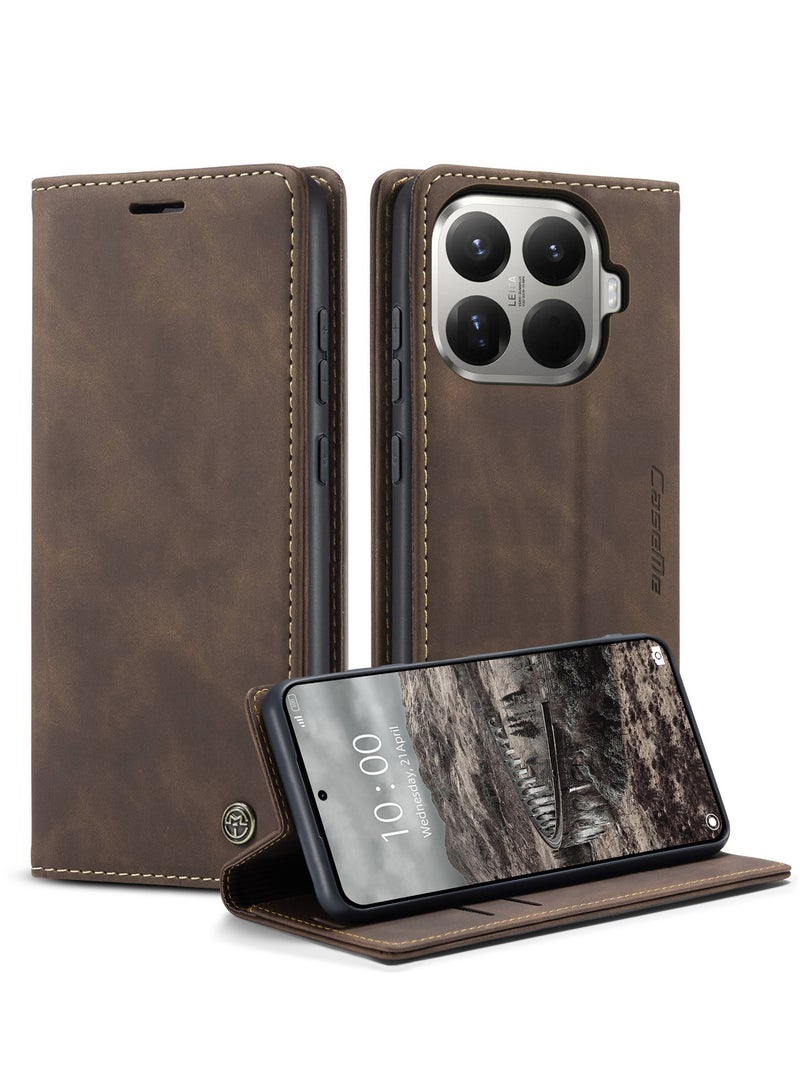 CaseMe For Xiaomi 15T Pro Cover, PU Leather Flip Cover with Card Holder, RFID Blocking Magnetic Closure, Foldable Stand, Shockproof Protective Phone Case - Image 1