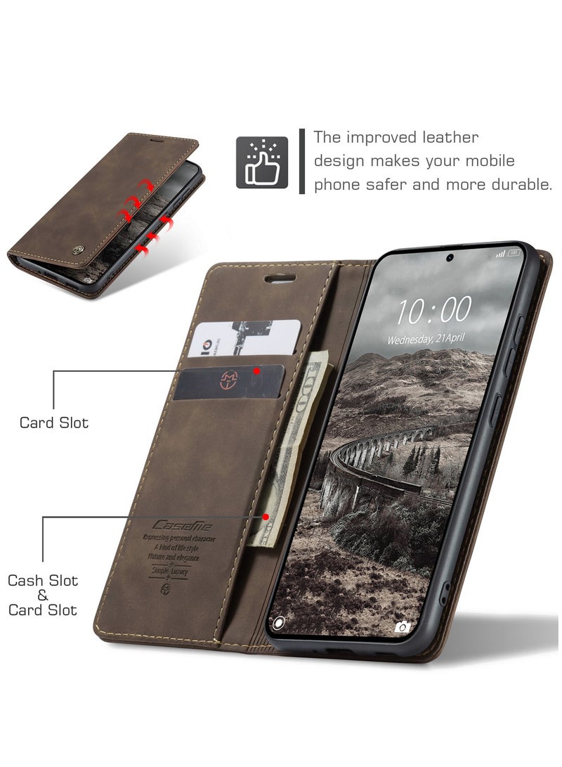 CaseMe For Xiaomi 15T Pro Cover, PU Leather Flip Cover with Card Holder, RFID Blocking Magnetic Closure, Foldable Stand, Shockproof Protective Phone Case - Image 2