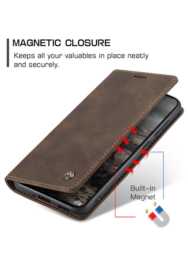 CaseMe For Xiaomi 15T Pro Cover, PU Leather Flip Cover with Card Holder, RFID Blocking Magnetic Closure, Foldable Stand, Shockproof Protective Phone Case - Image 3