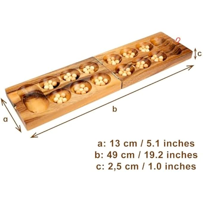 LOGICA GIOCHI الألغاز فن Kalaha Mancala قابلة للطي خشب الساج لوحة خشبية لعبة خشبية - Image 4