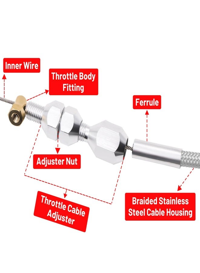 BOMLING طقم كابلات دواسة الوقود BOMLING LS، طقم كابلات دواسة وقود مضفرة بطول 36 بوصة متوافق مع محركات شيفروليه LS1 موديلات 97-07 سعة 4.8 لتر، 5.3 لتر، 5.7 لتر، و6.0 لتر - Image 2