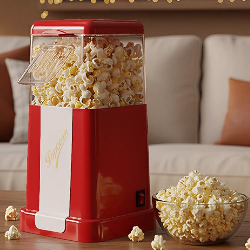 VikriDA Jumbo Size 2025 (𝟏 𝐘𝐞𝐚𝐫 𝐰𝐚𝐫𝐫𝐚𝐧𝐭𝐲) Hot-Air Electric Popcorn Maker, 8 Cups, Healthy Oil Free Popcorn with Measuring Scoop, Retro Red - Image 1