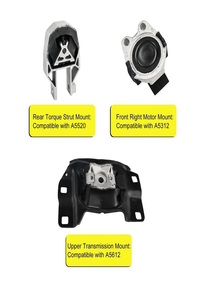 JDMON 3Pcs Engine Motor & Transmission Mount Kit Replacement for Ford Focus L4 2.0L 2012 2013 2014 2015 2016 2017 2018 Compatible with A5312, A5520, A5612, 3S4Z6038BA, 5S4Z6038AA, CV6Z6068A, AV6Z6068A - Image 2