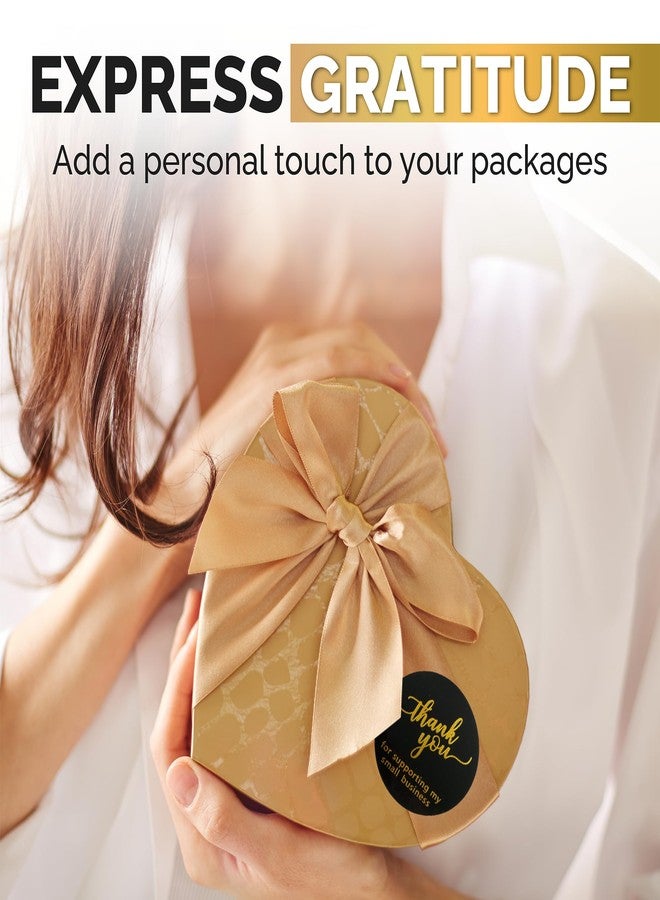 IBAKE 500 Thank You for Supporting My Small Business Stickers - 1.5 Inch Black and Gold Foil Round Labels - 4 Fonts - Waterproof Self-Adhesive Seals for Packaging, Envelopes, Boxes, Orders & Gift Bags - Image 4