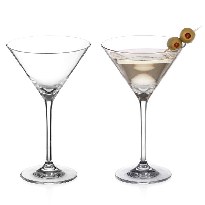 DIAMANTE Martini Prosecco Cocktail Glasses Pair  Auris Collection Undecorated Crystal  Gift Box of 2