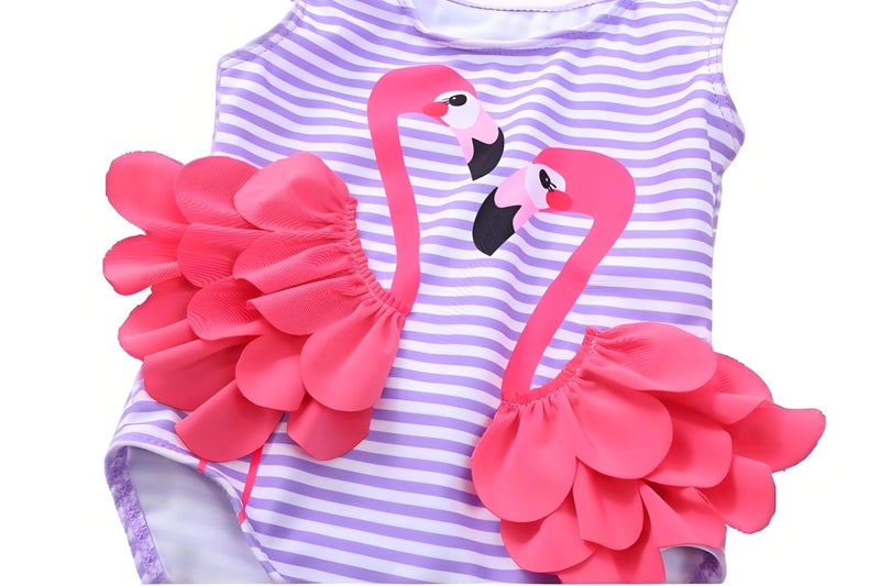 Kimjun Baby Girls One Piece Swimsuit Swimwear Toddler Kid Flamingo Bikini Bathing Suit Sunsuit Rash Guard Purple 80 - Image 4