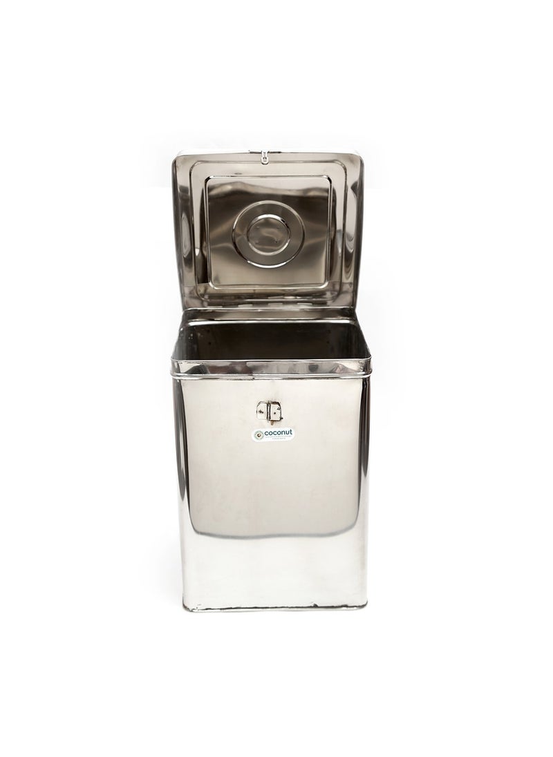 Coconut - coconut Kunj - 12 Kg Capacity Stainless Steel Square Grocery Container/Dabba/Canister - Image 1