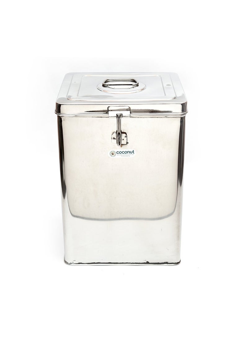 Coconut - coconut Kunj - 12 Kg Capacity Stainless Steel Square Grocery Container/Dabba/Canister - Image 1