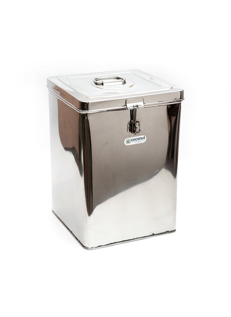 Coconut - coconut Kunj - 12 Kg Capacity Stainless Steel Square Grocery Container/Dabba/Canister - Image 1