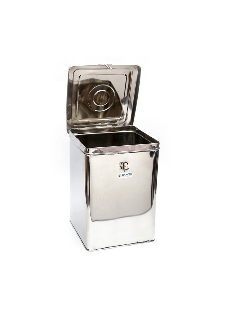 Coconut - coconut Kunj - 12 Kg Capacity Stainless Steel Square Grocery Container/Dabba/Canister - Image 1
