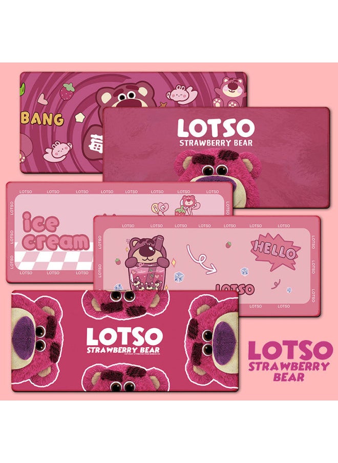 Generic - Long Strawberry Bear Mouse Mat Office Game Table Mat Prevention Mouse Hand Keyboard Mat Good Luck Rolling Table Mat-Color:300*600*3mm-Pattern:Strawberry Bear -4 - Image 1