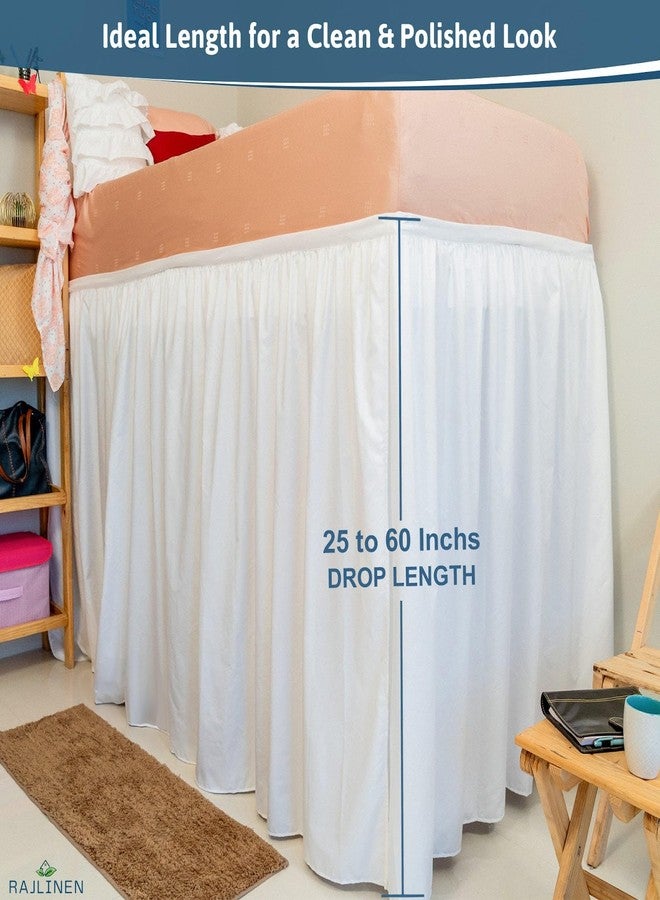 Rajlinen تنورة سرير راجلينين لغرفة النوم، مصنوعة من المايكروفايبر بنسبة 100%، بتصميم طويل للغاية، قطعة أساسية فاخرة لغرفة الطلاب، طولها 32 بوصة، مقاومة للتجاعيد، سهلة التركيب، مقاس توين إكس إل (39 × 80)، لون أبيض - Image 3