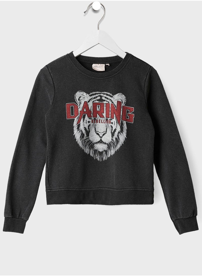 ONLY - Kids Konlucinda Life Graphic Print Sweatshirt - Image 1