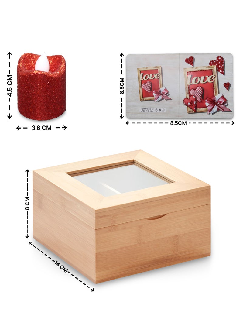 Jinou Mother's Day Gift – Artificial Candle lights (4Pcs) Encased in Premium Quality Bamboo wooden box – Gift for Wife, Husband, Boyfriend and Girlfriend  - Image 2