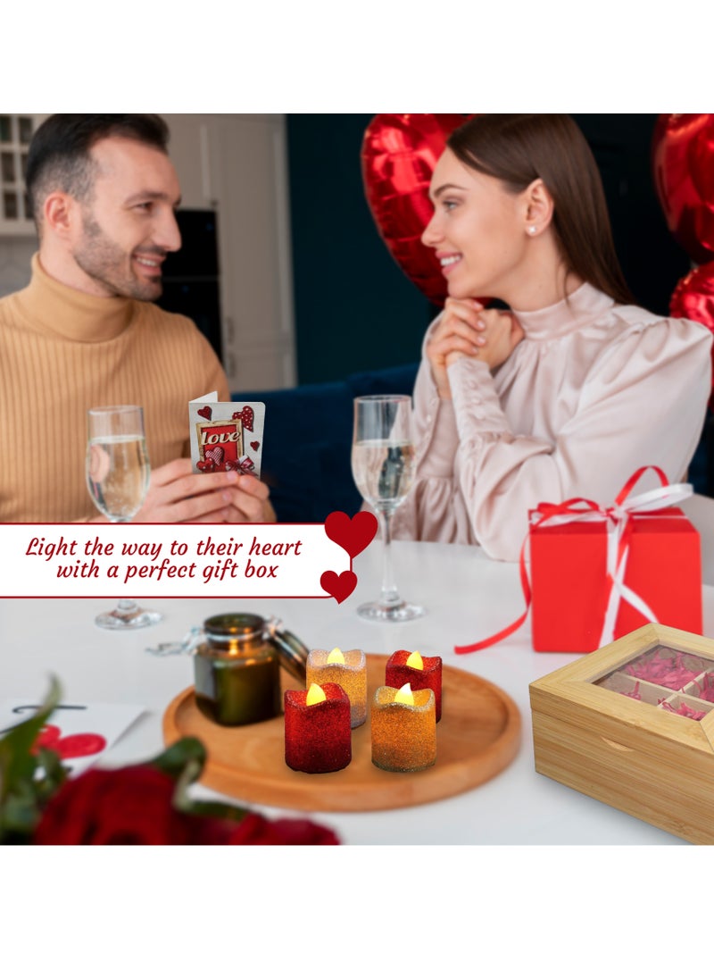 Jinou Mother's Day Gift – Artificial Candle lights (4Pcs) Encased in Premium Quality Bamboo wooden box – Gift for Wife, Husband, Boyfriend and Girlfriend  - Image 4