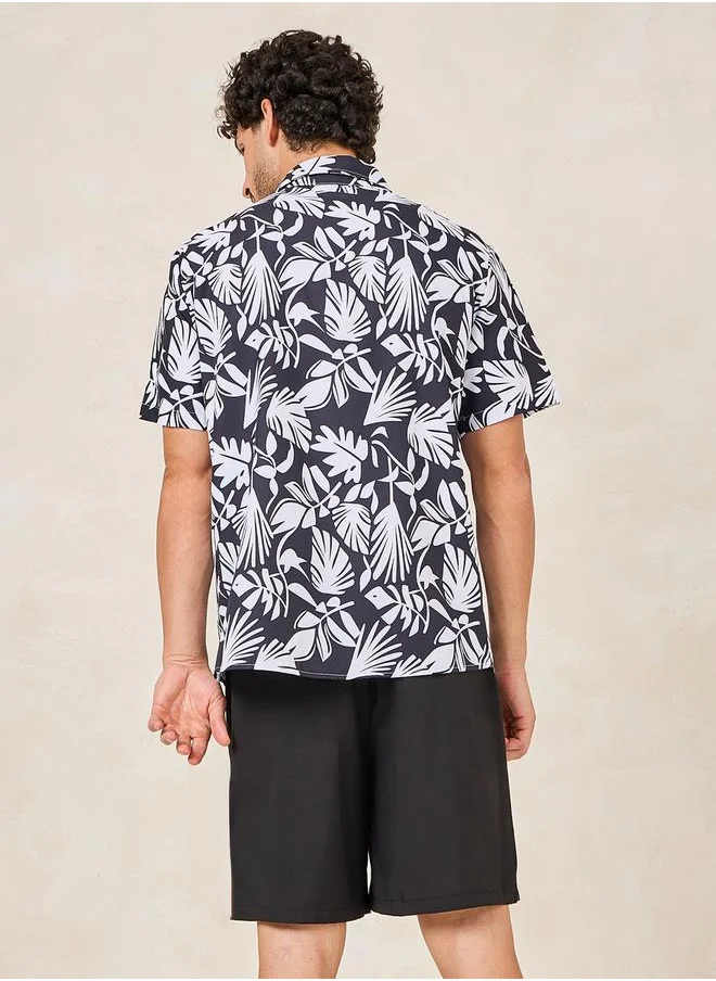 ستايلي Summer Tropical Print Shirt & Shorts Co-Ords