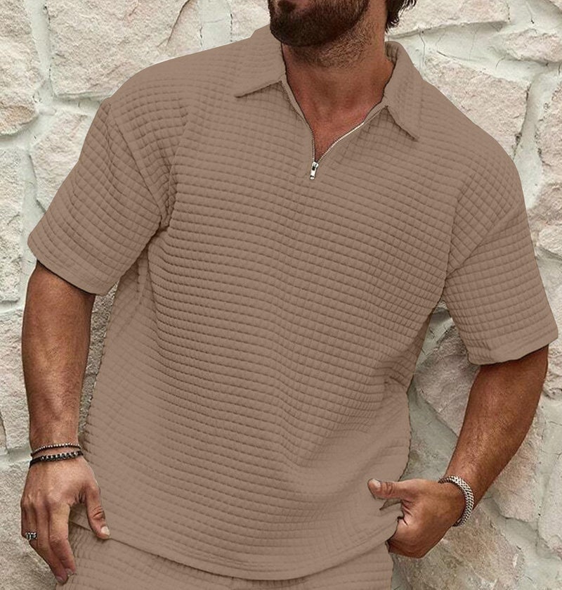 KAJARU Men's Polyester Polo T Shirt with Zip Spread Collar Neck Line Half Sleeves Solid Pattern Regular Fit and Standard Length_M - Image 4