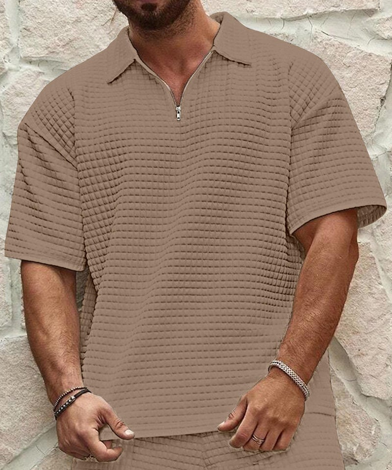 KAJARU Men's Polyester Polo T Shirt with Zip Spread Collar Neck Line Half Sleeves Solid Pattern Regular Fit and Standard Length_M - Image 5