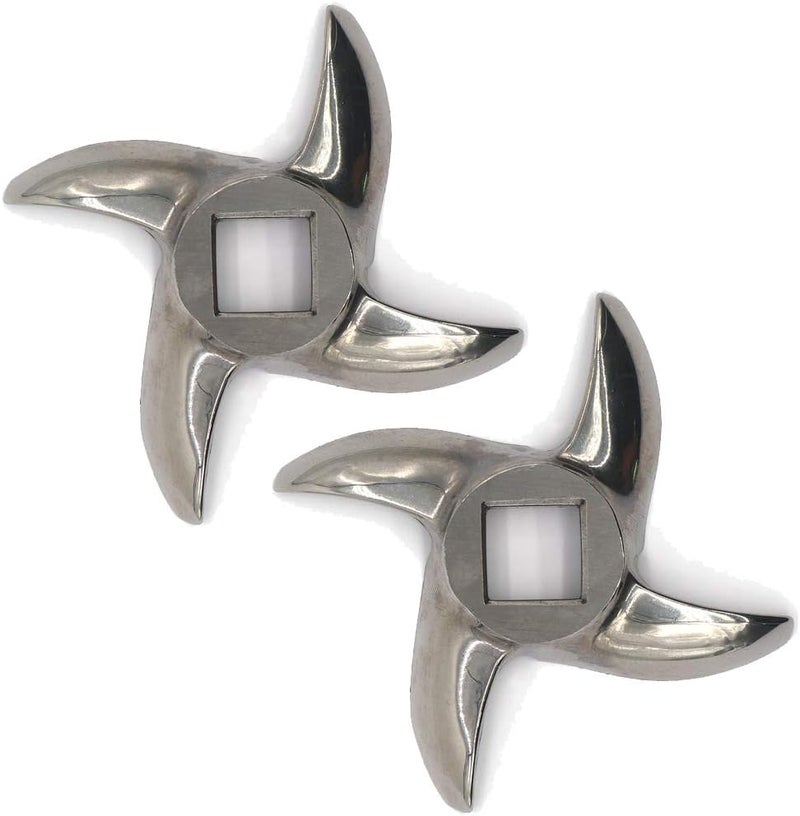 VTurboWay 2 Pack #12 Meat Grinder Blade Stainless Steel Knife Cutter Replacement for Grinders, Please check the size and shape - Image 1
