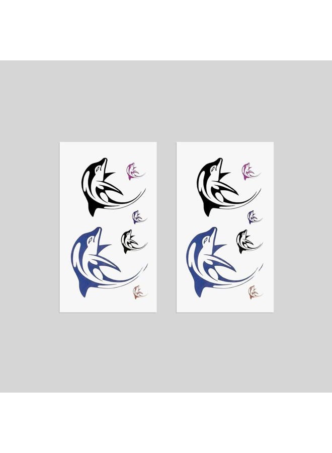 Oottati 2 Sheets Small Cute Temporary Tattoo Stickers Dolphin Arm suit for Kids Women Fake Tattoos That Look Real and Last Long - Image 4
