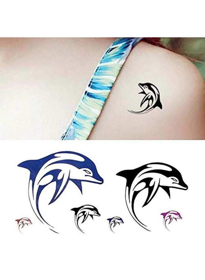 Oottati 2 Sheets Small Cute Temporary Tattoo Stickers Dolphin Arm suit for Kids Women Fake Tattoos That Look Real and Last Long - Image 1