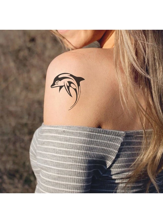 Oottati 2 Sheets Small Cute Temporary Tattoo Stickers Dolphin Arm suit for Kids Women Fake Tattoos That Look Real and Last Long - Image 3