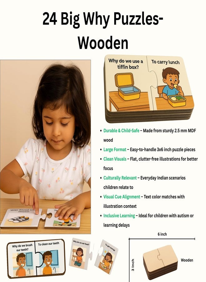 Exploralearn WH Series - Why Kit | 5-in-1 Activity Box with Wooden Puzzles, Flashcards & Story Sequencing | Autism & Speech Friendly | Age 4+ | Build Logic & Emotional Reasoning - Image 3