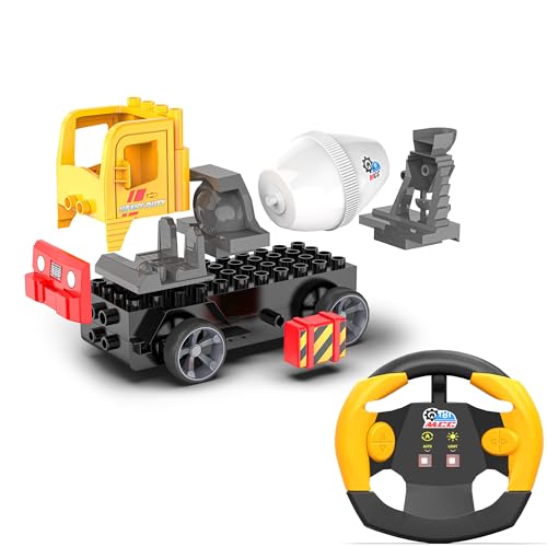 Mirana Build Your Own RC Building Block Toy Set for Kids - Remote Control Construction Truck - Auto Drive Mode & AA Battery Operated - Gift for Boys & Girls 4+ Years (Concrete Mixer) - Image 1