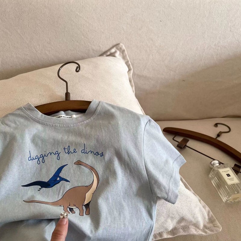 Korean Style Children'S T-Shirt For Boys And Girls Cartoon Printed Cotton Short Sleeve Mid-Children'S Western Style Loose Top T - Image 5