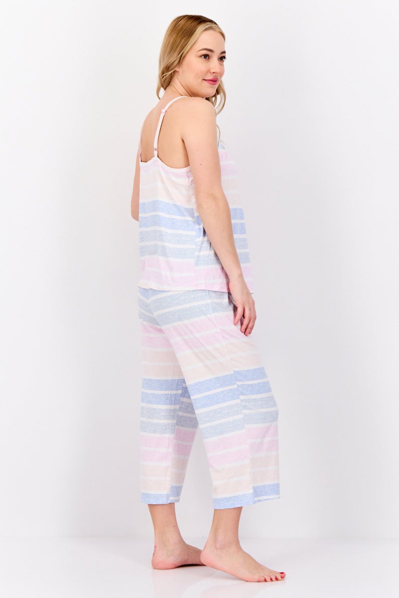 Kensie Women 2 Pieces Stripe Pajama Set, Multicolor - Image 4