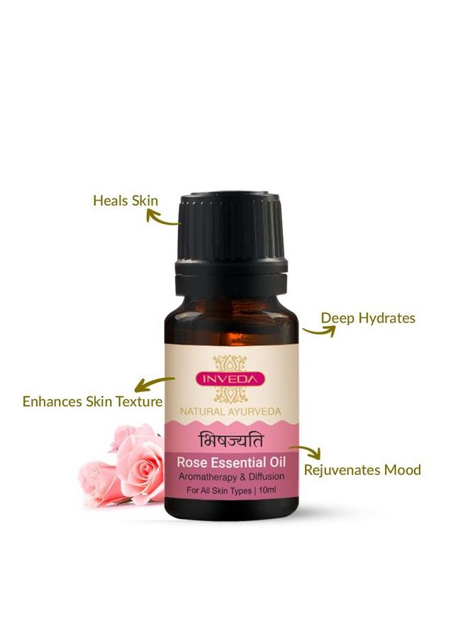 Inveda Rose Essential Oil Helps In Refining Skin Texture With Goodness Of Rose Oil Giving Radiant Glow 10Ml - Image 3