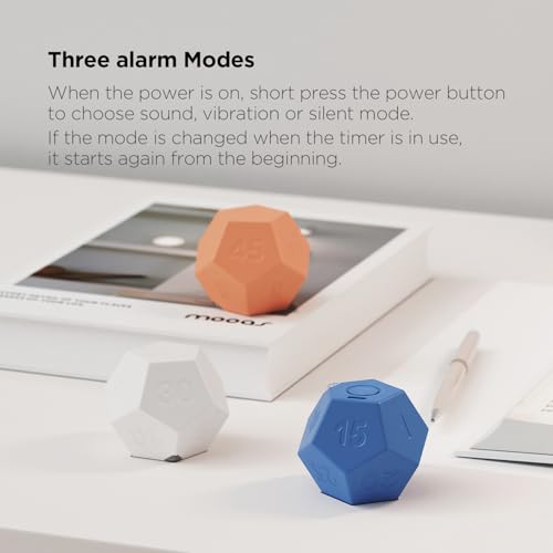 mooas Dodecagon Time Ball Rechargeable Mini Timer (White), 11 Preset Times, Desk & Study Productivity Timer, Sound/Vibrate/Mute, Easy to Use - Image 3