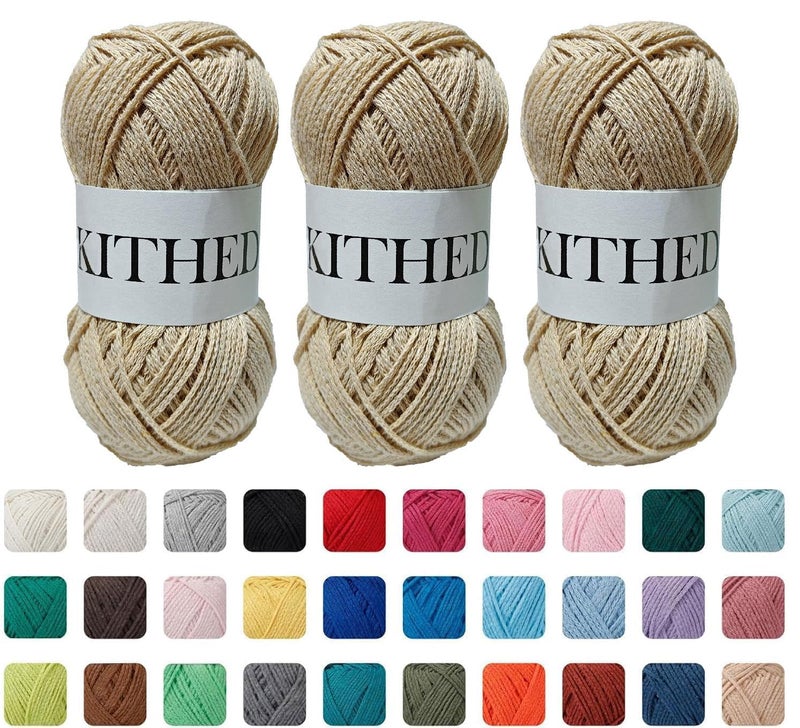KITHED Cotton Yarnï¼Œ10.5ozï¼Œ526yardï¼Œ3 Pack ï¼ŒSoft Yarn for Crocheting and Knitting (17 Milk Coffee) - Image 1