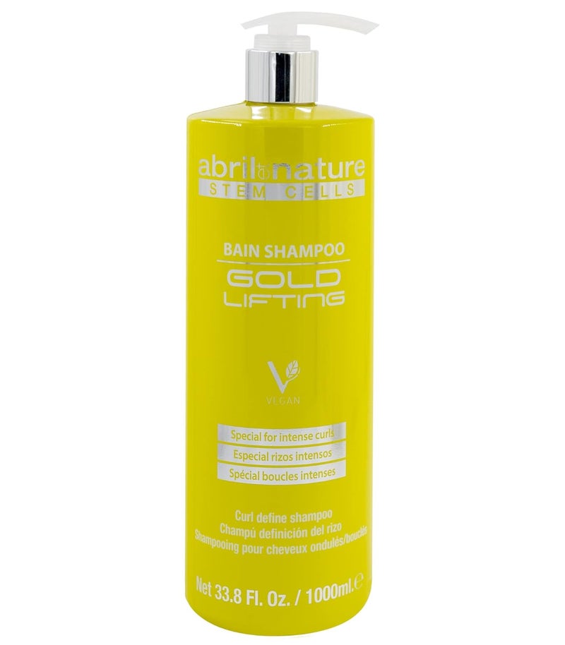 abril et nature  Gold Lifting  Professional Shampoo Ideal for Curly or Wavy Hair  Rejuvenating and AntiFrizz Treatment with Stem Cells  Greater Shine and Curl Definition  1000 ml