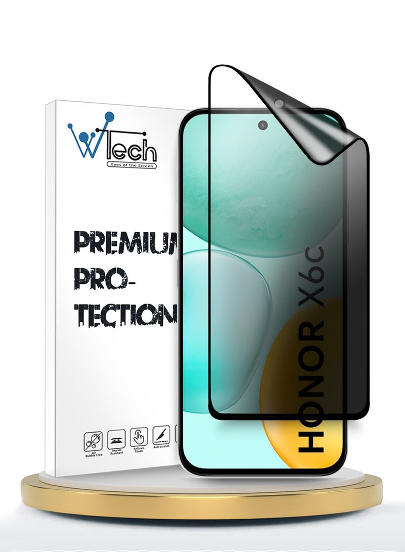 دبليو تيك حماية شاشة مرنة كاملة التغطية بحماية خصوصية نانو سيراميك من Honor X6c 4G 2025 مع لاصق كامل - شفاف/أسود - Image 1