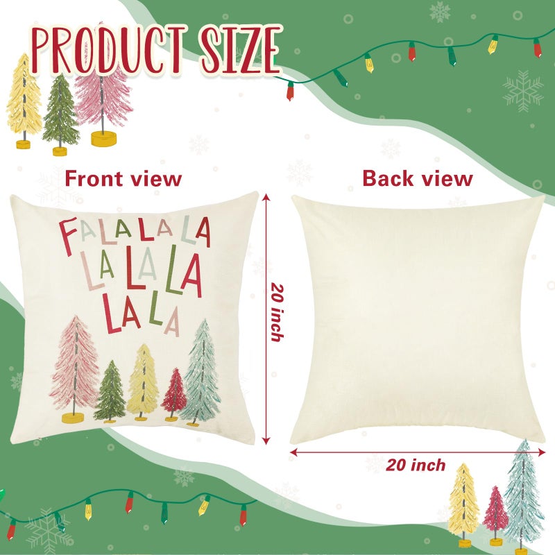 NEWLIGHTURE Merry Bright Christmas Pillow Covers Colorful Holiday Holly Jolly Set of 4 Winter Decorative Throw Pillow Covers Cushion Case for Home Sofa Bed Chair (20"" L x 20"" W) - Image 4