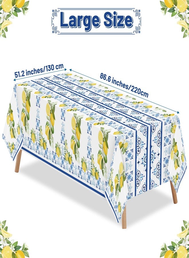 BkeeCten 3-Pack Capri Lemon Table Cover Party Decoration Mediterranean Lemon Pattern Disposable Waterproof Decor Summer Spring Fruit Kid Birthday Dining Picnic Wedding - Image 2
