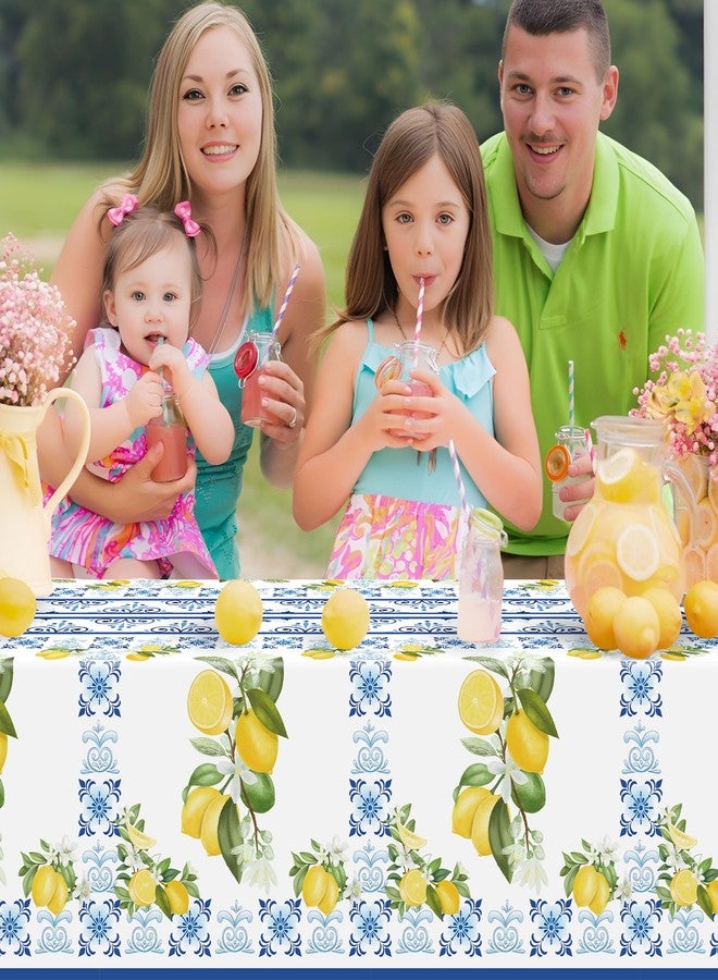 BkeeCten 3-Pack Capri Lemon Table Cover Party Decoration Mediterranean Lemon Pattern Disposable Waterproof Decor Summer Spring Fruit Kid Birthday Dining Picnic Wedding - Image 4
