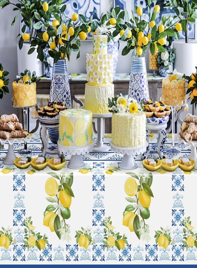 BkeeCten 3-Pack Capri Lemon Table Cover Party Decoration Mediterranean Lemon Pattern Disposable Waterproof Decor Summer Spring Fruit Kid Birthday Dining Picnic Wedding - Image 5