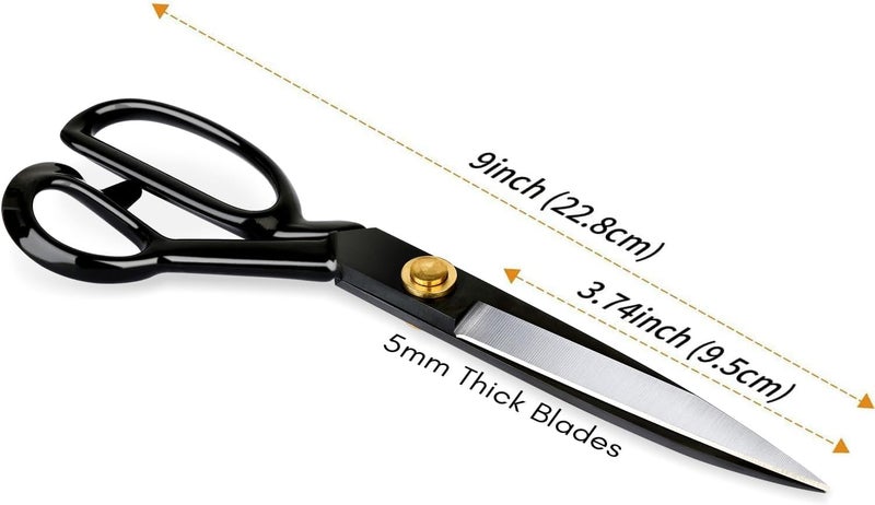 OMNIA مقص هافنور® للخياطة المكتبية، أفضل لقص القماش والجلد والورق، ثقيل الوزن من الفولاذ الكربوني العالي (لليد اليمنى) (9 بوصة) - Image 4