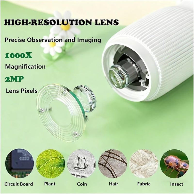 Brown Kids Digital Microscope 1000X Magnification With 2 Inch Screen Camera Led Portable Science Toy - Image 5