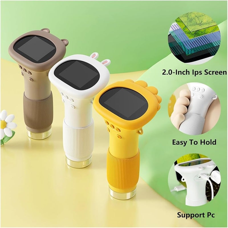 Brown Kids Digital Microscope 1000X Magnification With 2 Inch Screen Camera Led Portable Science Toy - Image 4