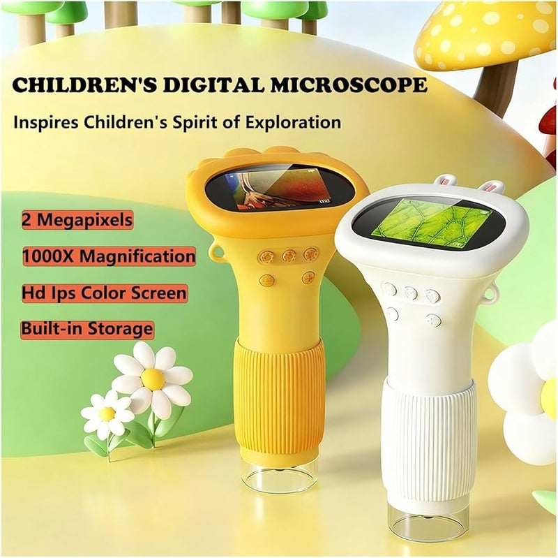 Brown Kids Digital Microscope 1000X Magnification With 2 Inch Screen Camera Led Portable Science Toy - Image 3